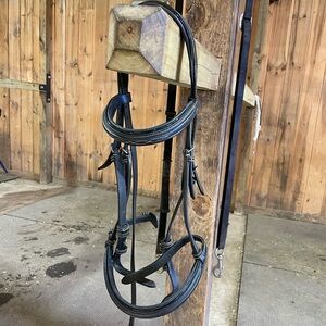 Henri de Rivel COB Size Fancy Stitch Black Leather Bridle